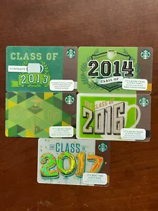 Menge 5 NEU Starbucks Geschenkkarten KLASSE VON 2013 2014 2015 2016 2017 0 $ KEIN WERT - Bild 1 von 1