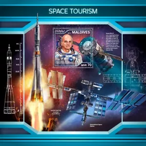 Space Tourism MNH Stamps 2017 Maldives S/S - Picture 1 of 1