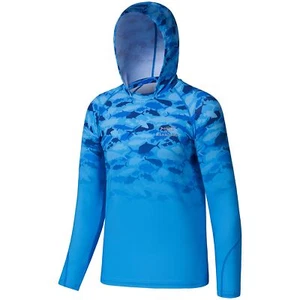 Youth UPF50+ Performance T Shirt with Hood Long Sleeve Fishing Hiking Sun Shi... - Picture 1 of 7