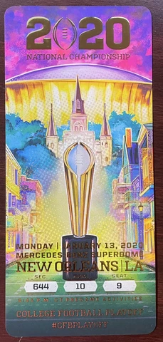 Ticket for 2020 CFP Championship Game - LSU Tigers 2019 National Champions 🐅 Cover