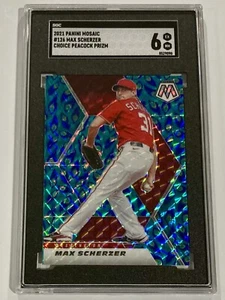 Panini Mosaic #126 Max Scherzer 2021 SGC 6 Choice Peacock Prizm SSP - Imagen 1 de 2