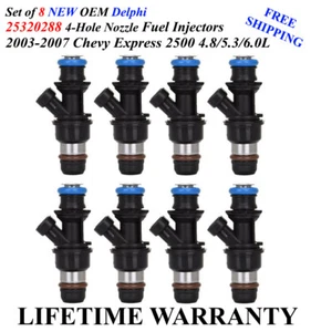 NEW 4-Hole 8 OEM Delphi Fuel Injectors 2003-2007 Chevy Express 2500 4.8/5.3/6.0 - Bild 1 von 1