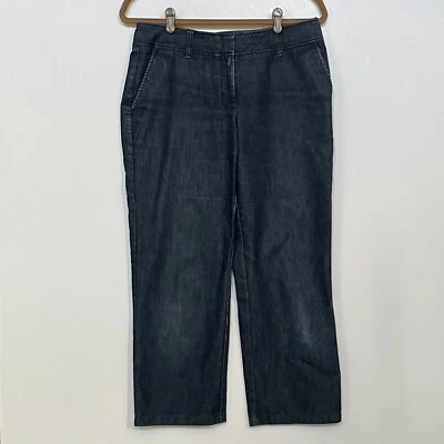 Pantalones halógenos para mujer talla 6 Taylor Fit azul oscuro tiro medio denim pierna ancha Foto 1 de 4