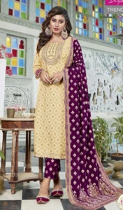 Stitched Salwar Kameez in Magenta with Embroidery Work Indian Dress Clothes - Picture 1 of 4