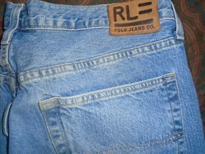 Pantalones de mezclilla polo Ralph Lauren vintage para hombre talla 38x34 RL WOLCOTT parche de cuero - Imagen 1 de 21