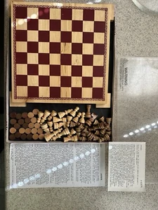 Woodfield Collection Wooden Wood Chess & Checkers Set Complete Game 2 player Fun - Picture 1 of 1