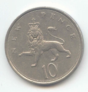 UK 1973 Ten New Pence Great Britain Crowned Lion 10p Exact Coin - Picture 1 of 2