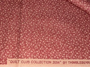 By 1/2 Yd Thimbleberries Quilt Club 2004 Tiny Flower Vine Red Cotton Fabric BTHY - Picture 1 of 5
