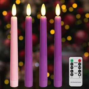 Daord 7.9" Advent Taper Candles Set of 4 Christmas LED Flameless Long Candle ... - Picture 1 of 6