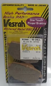 Pastillas de freno sinterizadas Vesrah VD-246JL Yamaha XV535 Virago XV400 FA136 - Imagen 1 de 1