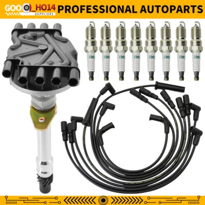 Ignition Distributor & Spark Plugs & Wires Set For GMC Cadillac Chevrolet OEM - Image 1 of 4