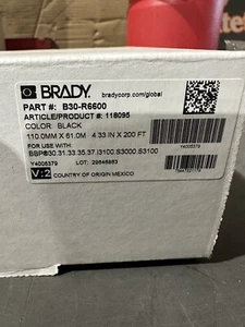 BRADY B30-R6600 Printer Ribbon, Black, 4.33in 200 ft. ,Resin (SP23) - Picture 1 of 3
