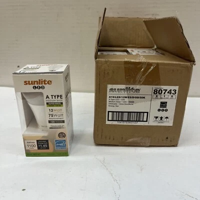 Pack of 6 LED A19 Flat Top Light Bulb 12 Watts (75W Equiv) 50K Super White - Image 1 of 3