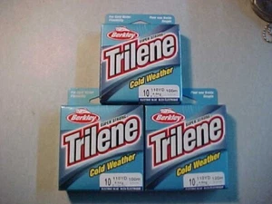 3 SPOOLS BERKLEY TRILENE COLD WEATHER 10 LB 330 YDS BLUE LINE ICE FISHING fr rod - Picture 1 of 2