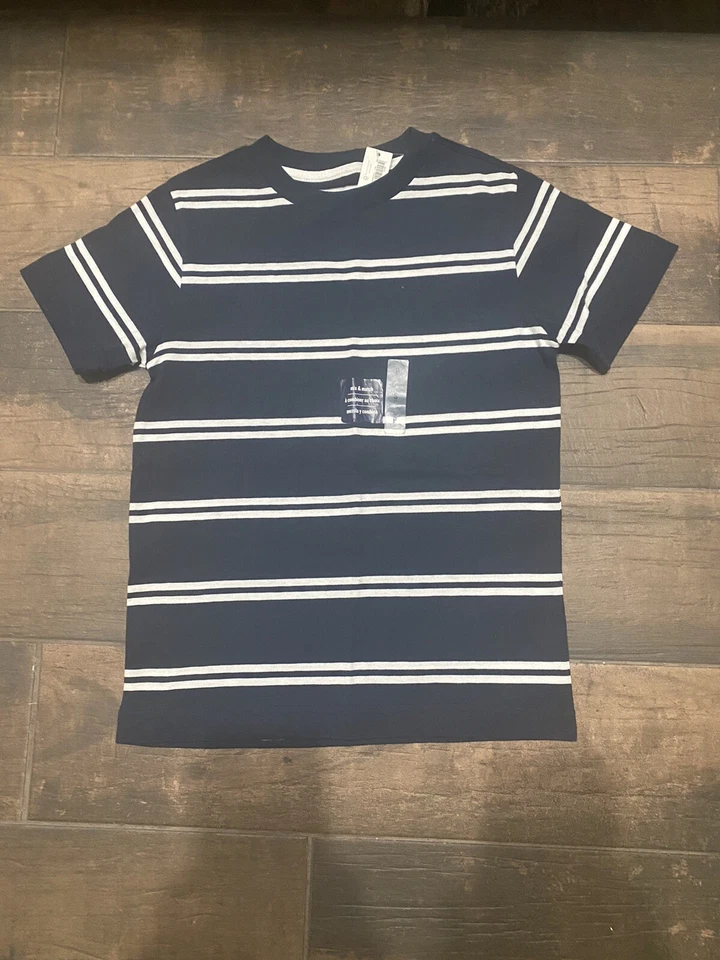 Nueva Camiseta Old Azul Marino Blanco Rayas Talla 6-7 Foto 1 de 1