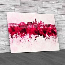 Captivating Poznan Skyline In Watercolor Pink Canvas Print Large Picture Wall