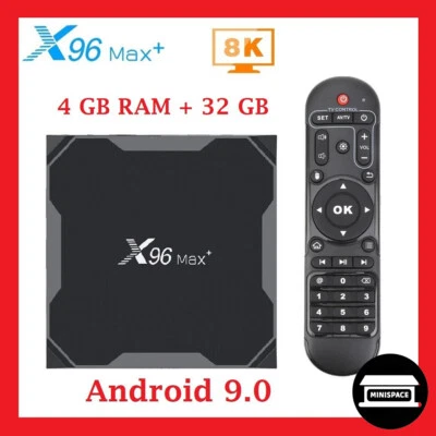 US Plug X96 MAX Plus 4+32 GB Smart TV Box QUAD Core SET TOP Android BOX Wifi 4K - Image 1 of 4