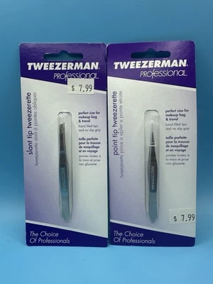 Tweezerman Professional Point Tip 1131-P Slant Tip 1130-P Tweezer Lot of 2 #C48 - Image 1 of 2