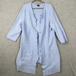 Cardigan lungo aperto Talbots donna misto cotone taglia XL orlo smerlato - Foto 1 di 7