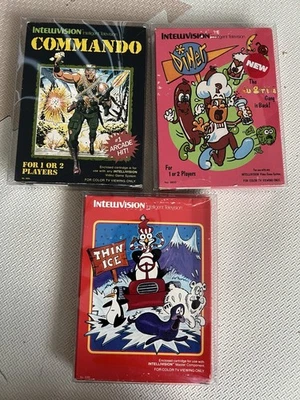 Intellivision Burger Time Diner Thin Ice & Commando CIB Excellent Condition - Image 1 of 4