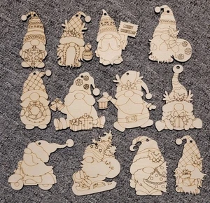 12 Stück Wichtel Weihnachtsdekoration Holzornamente zum Basteln DIY - Bild 1 von 13