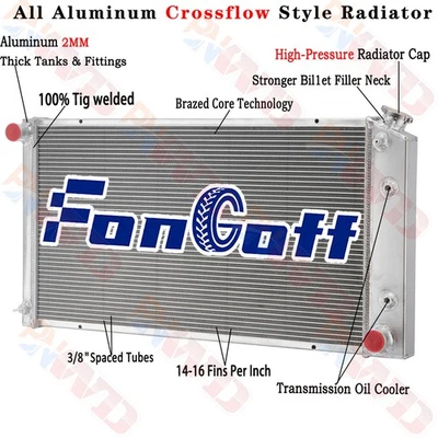 Aluminum 3 Row Radiator For 1977-1979 Buick Electra LeSabre Riviera Pontiac - Image 1 of 4