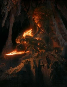 Mines of Moria Balrog Durin's Bane Flaming Sword Lord of the Rings LOTR Fine Art - Picture 1 of 20
