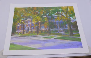 ARTIST THOMAS McNICKLE VINTAGE SIGNED PRINT OF NEW CASTLE HIGH SCHOOL, PA. - Picture 1 of 4