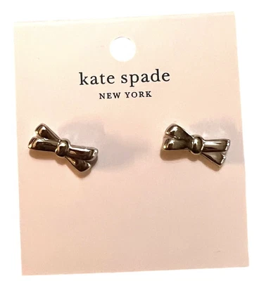 NWT Kate Spade Double Bow silver tone Stud Earrings KA264 - Image 1 of 2