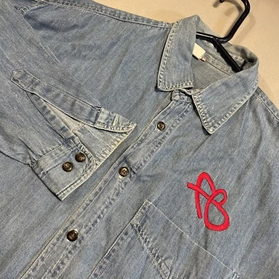 Camisa De Colección FUBU Cambray Hombres L Bordado Logo Años 90 Azul Hip Hop Rap Ropa de Calle Foto 1 de 4