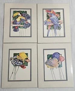 Lote de 4 Paul Brent 8x10 Litografía Mate Pez Tropical Tucán Guacamayos Criados NUEVO - Imagen 1 de 13