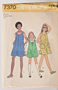 7370 SIMPLICITY c.1976 - JUMPER/DRESS - GIRLS Sz 10 - Picture 1 of 2