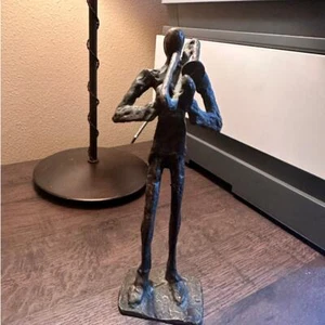 VINTAGE BRUTALIST BRONZED TROMBONE MUSICIAN - Picture 1 of 6