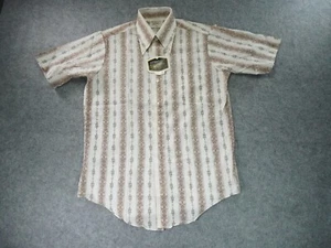Vtg Towncraft Shirt Mens 15.5 Polyester Nylon Disco Collar MCM Atomic 60s 70s - Picture 1 of 12