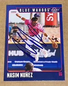 Nasim Nunez SIGNED 2023 Pensacola Blue Wahoos Card RC Auto Washington Nationals - Picture 1 of 2