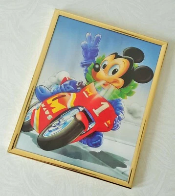MICKEY MOUSE SUPERBIKE CHAMPION FRAMED PICTURE – 26 CM X 21 CM – VGC - Image 1 of 4