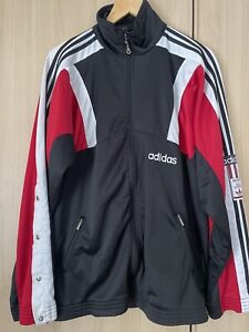 Adidas Vintage XL Popper  Tracksuit Top, Jacket Red Black Retro 90’s 00’s