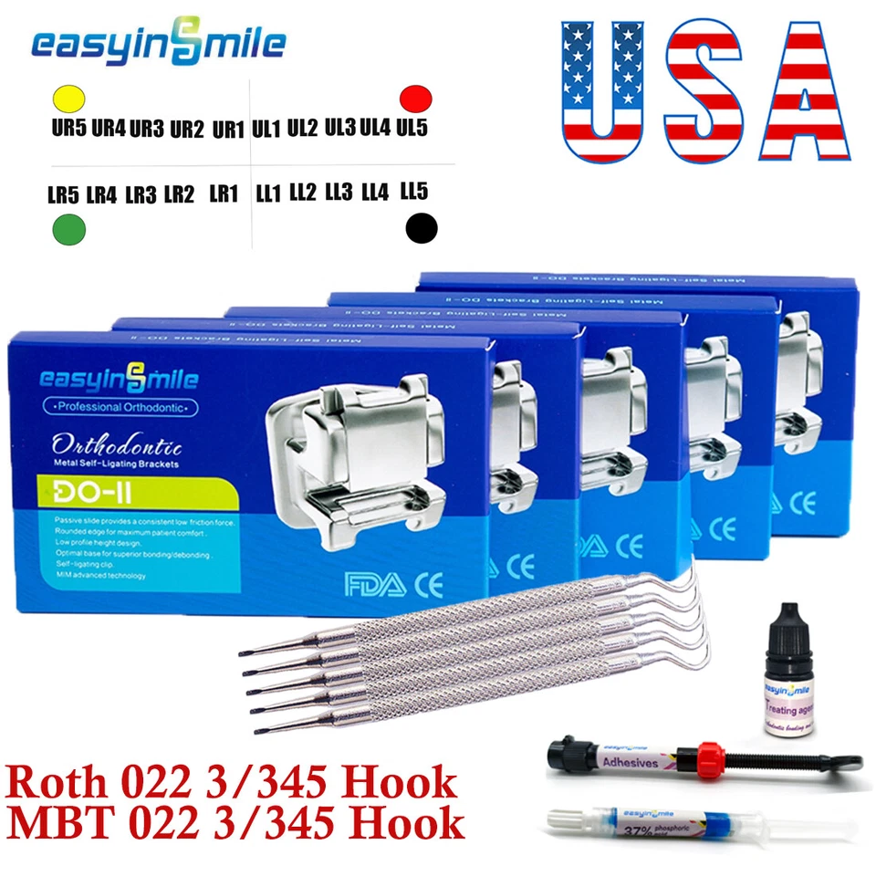 Mini brackets autoligables de ortodoncia metal dental ROTH/MBT 022 paquete de 5  Foto 1 de 4