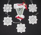 Vtg Handmade Plastic Canvas Christmas Ornaments (6) Parasol x1 Snowflakes x5
