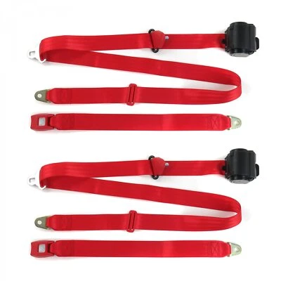 Ford Fairlane 1960 - 1961 Standard 3pt Red Retract Bucket Seat Belt Kit-2 Belts - Image 1 of 2