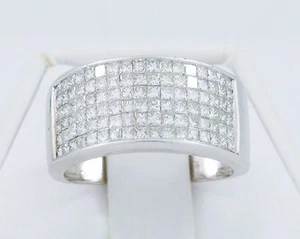 14K White Gold 2.55TCW Diamond Cluster Women's Wedding Band - Picture 1 of 4