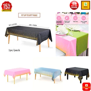 PLASTIC TABLE COVER CLOTH WIPE Clean Party Tablecloth Disposable Polyester UK - Picture 1 of 15