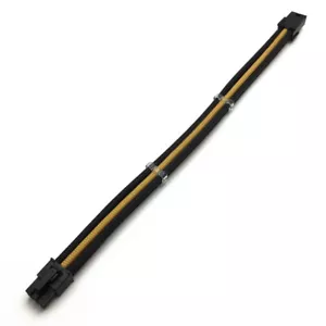 6 Pin PCI-E GPU Black Gold Sleeved Extension Cable 30cm Shakmods 2 Cable Combs - Picture 1 of 4