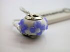 .925 STERLING SILVER PERSONA CHARM WHITE BLUE FLOWERS BUMPED GARDEN MURANO B20