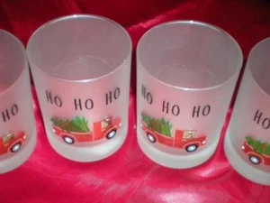 NEW FOUR "CULVER" BAR GLASSWARE CHRISTMAS "HO HO HO" DOF SNOW AND SIGNED - Picture 1 of 9