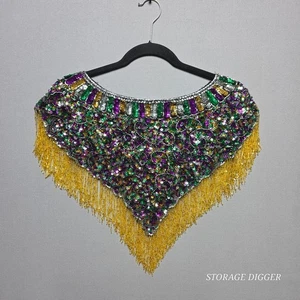 Collar Mardi Gras Vintage Multicolor Hecho a Mano Vidrio Cuentas y Lentejuelas Talla Única - Imagen 1 de 10