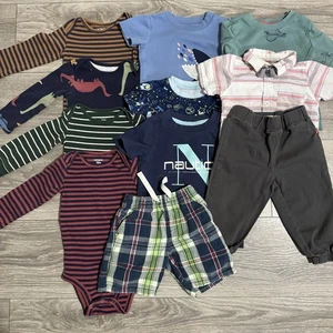 12 Months Baby Boy Dinosaur Clothing Lot 11-Piece Many Brands Bodysuit Pants - Picture 1 of 18
