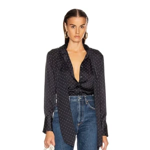 Equipment Luis Polka Dot Tie Neck Shirt Blouse, Eclipse/ White Size XS - Picture 1 of 6