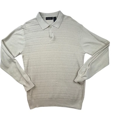 Suéter Polo Crazy Horse Claiborne Para Hombres Beige Tejido Grande Abuelo Núcleo Texturizado Foto 1 de 4