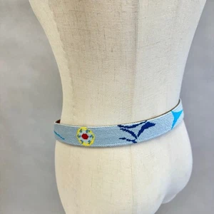 Baldwin Belts Cotton Canvas Needlepoint Belt Mens Size 32 Nautical Sailing Boat - Picture 1 of 14